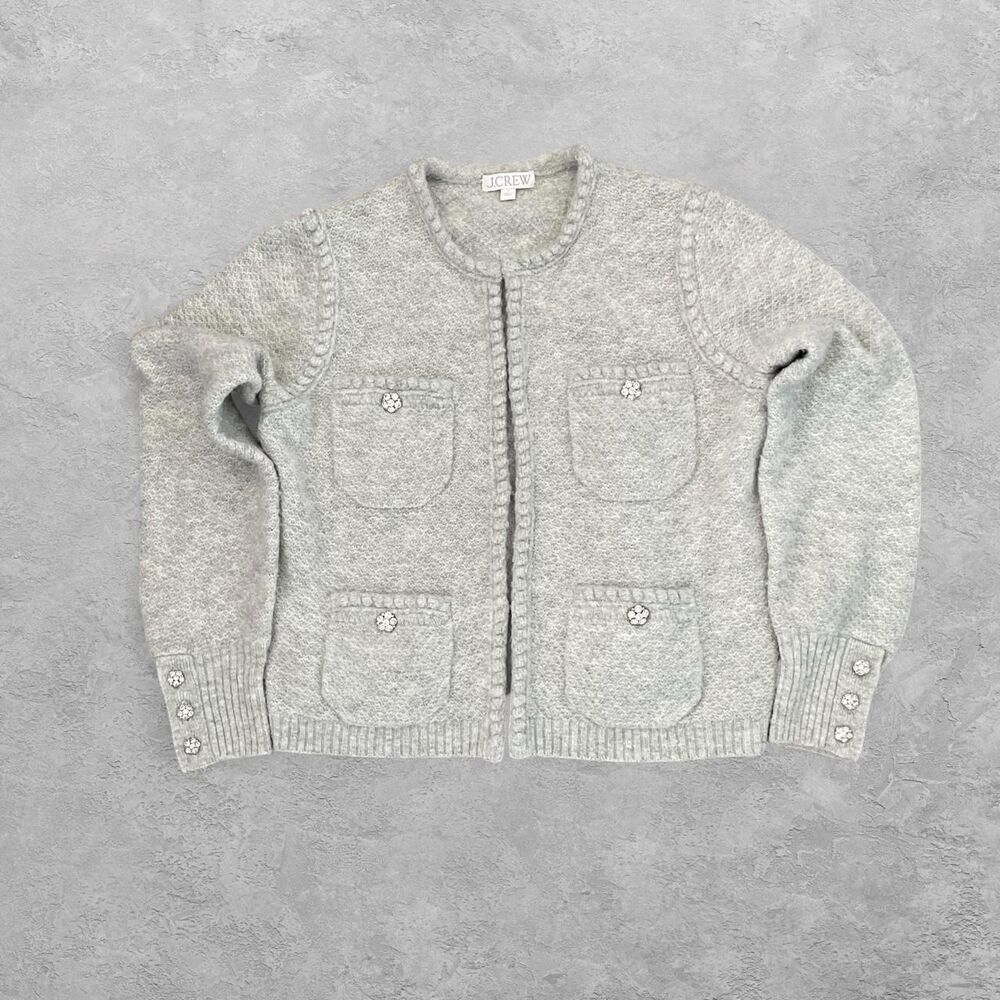 J.Crew Odette Lady Jacket Alpaca Merino Sweater Gray S Quiet Luxury